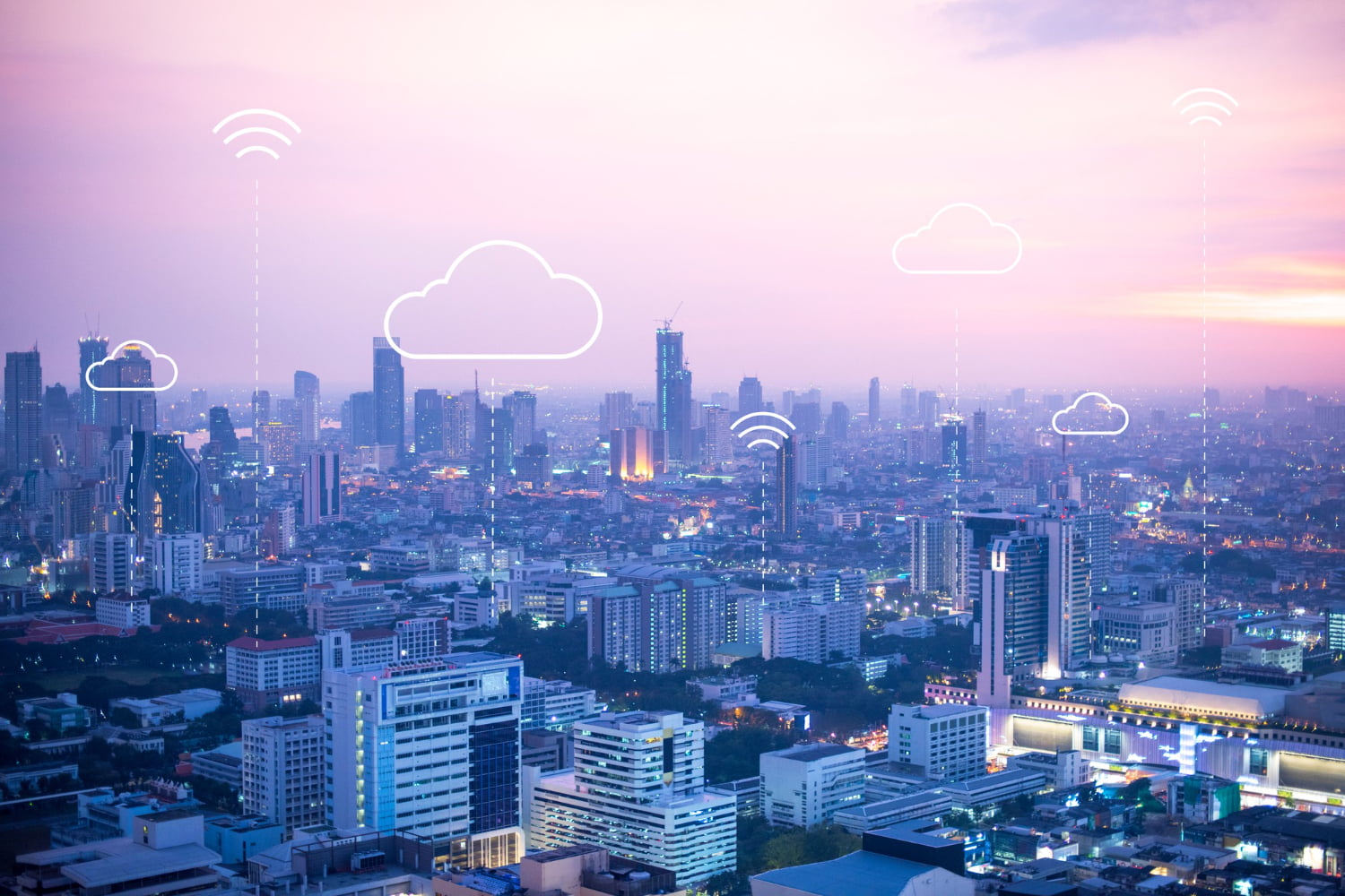 cloud computing banner background smart city